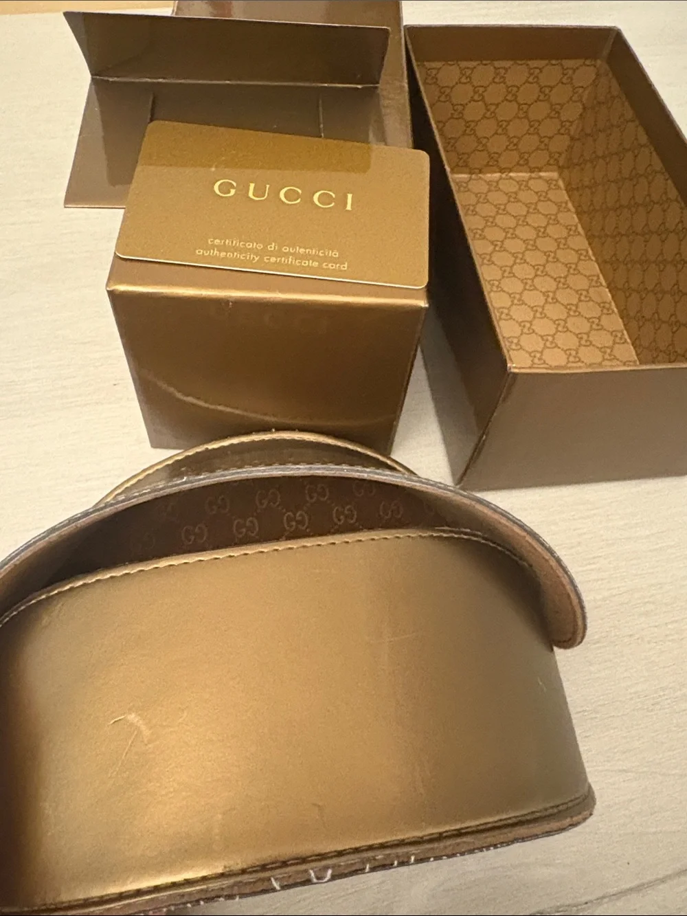Gucci Black Sunglasses‎ with Gold Case and Box